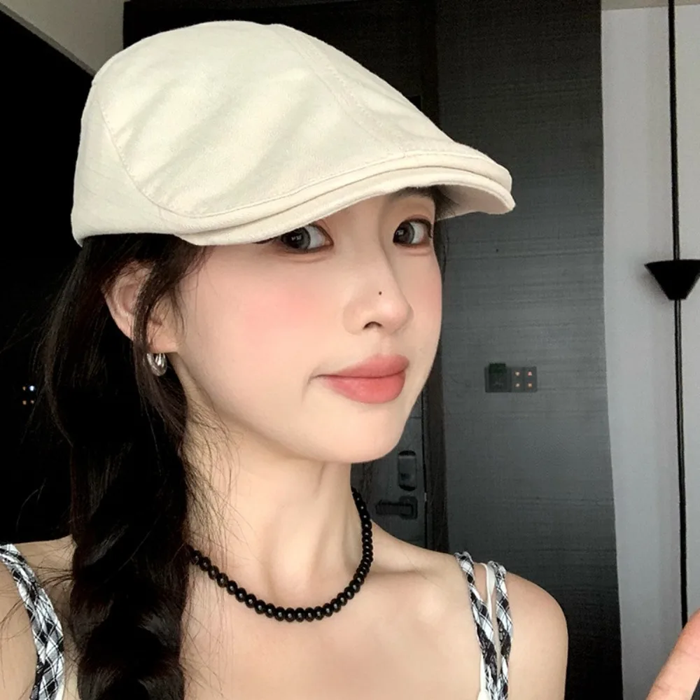 Idol Cotton British Beret Cap Retro Short Brim Forward Hat Sunshade Casquette Cloth Painter Cap Daily