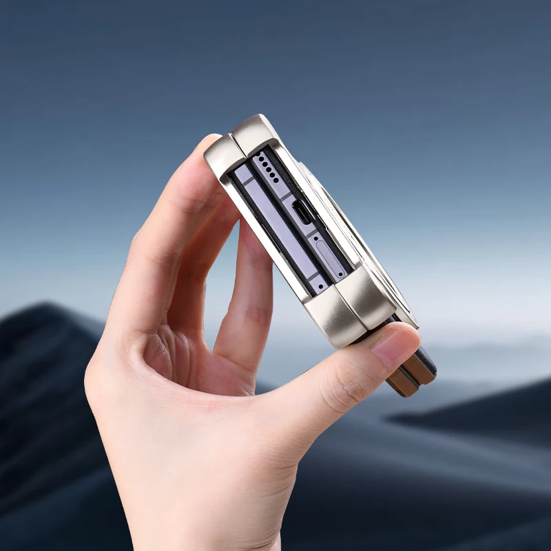 Oatsbasf Metal Bezel-less Skeleton Protective Phone Case with Magnetic Kickstand