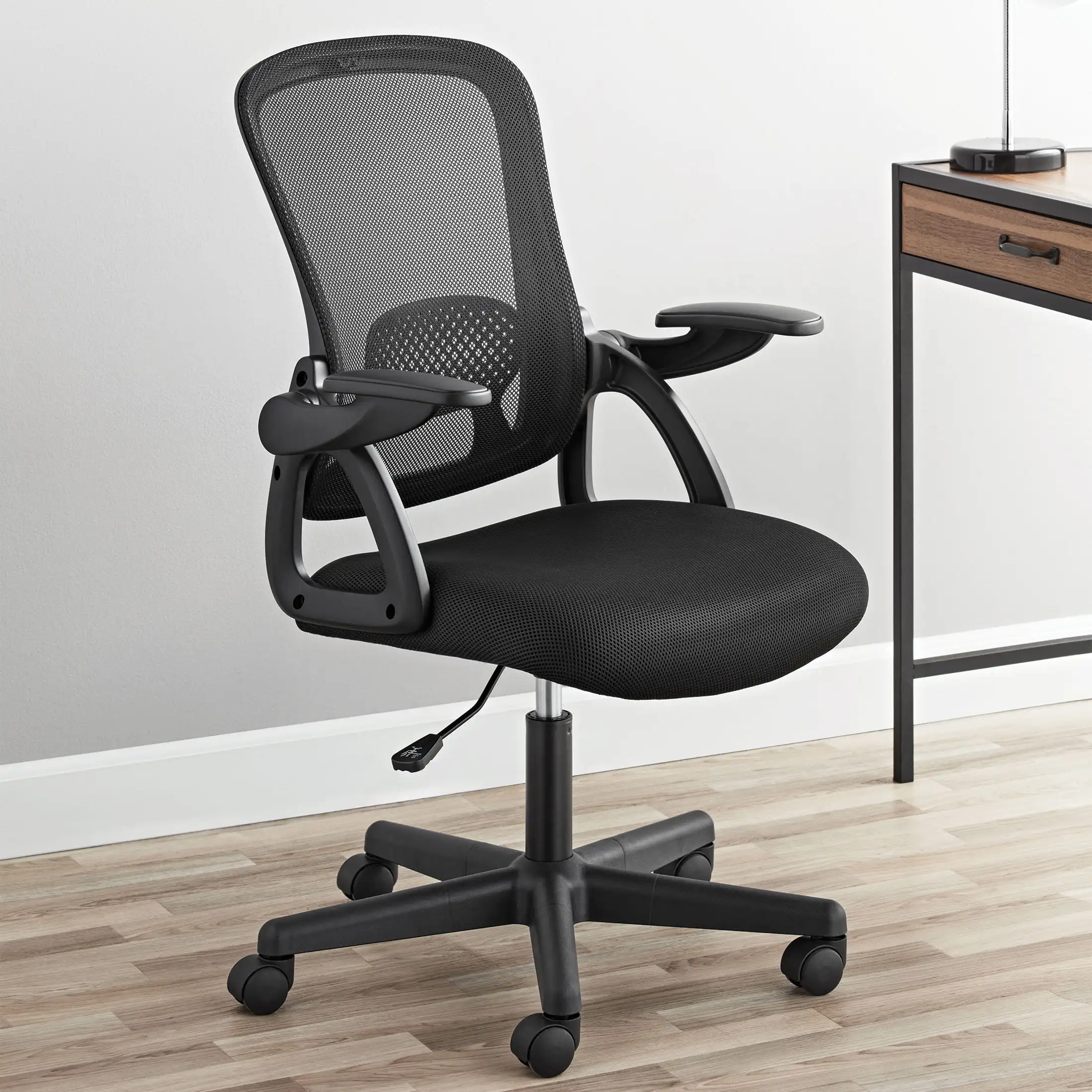 

Mainstays Ergonomic Mesh Back Task Office Chair with Flip-up Arms, Black Fabric, 275 lb