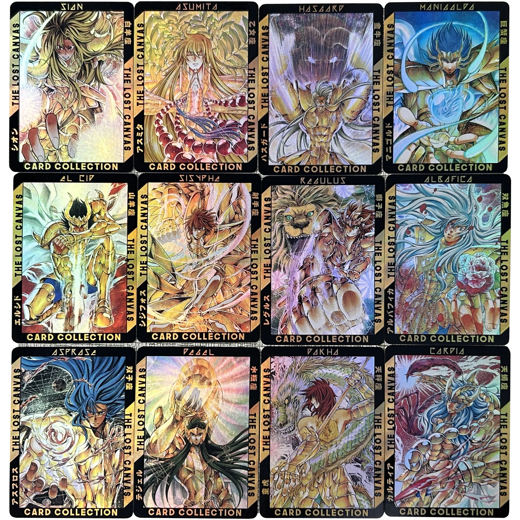 

12 шт./набор, золотые карты-флэш-карты в стиле аниме