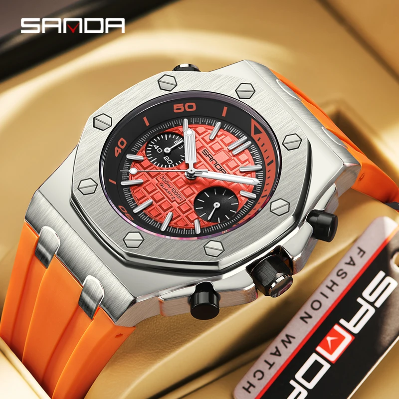 

2023 SANDA Brand luxury Quartz Movement Wristwatches Man Casual Waterproof Date Sports Watches Clock For Men Male 7027