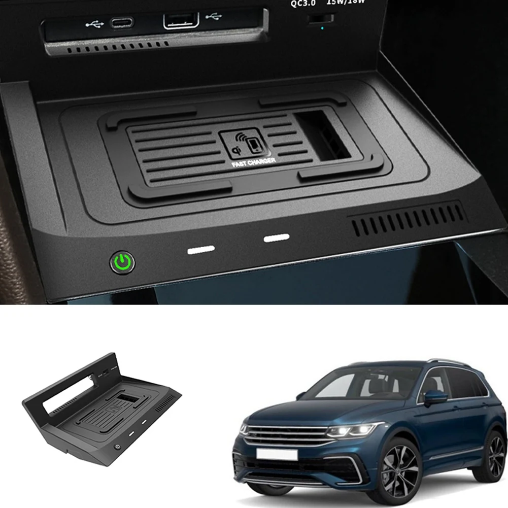 Auto 15W USB Drahtlose Ladegerät Telefon Panel für-VW Tiguan L / Tharu 2022  Schnelle Drahtlose Aufladen Pad halter - AliExpress