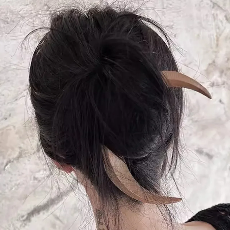 Hair Comb Hair Accessory Hair Clip Hair Headdress Hair Stick Pearl Hairpins Handmade Wooden Moon Hairpin Crescent Shaped Handcarved Hair Fork Elegant Premium Feel Upper Chord Moon Sandalwood Hair Clip