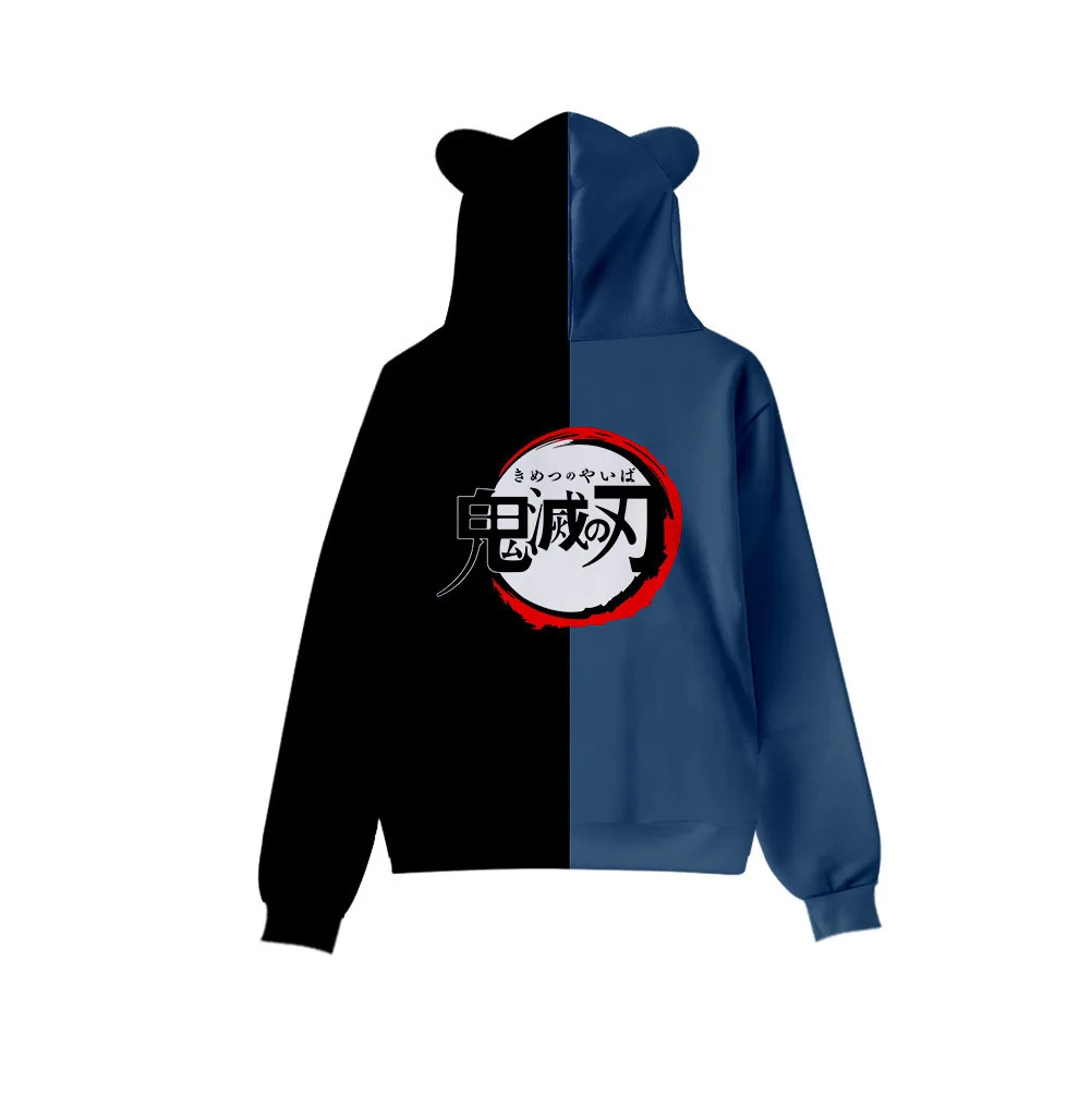 Japan Anime Demon Slayer Print Pullover Cute Cat Ears Hoodies for Men Cartoon Sweatshirt Cosplay Costume Hoodie Sweatshirts худи- S007b560b9c88468d9ac2ffa9c74894e94