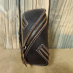 Genuine Leather Vintage Key and Coin Organizer (Dark Brown)