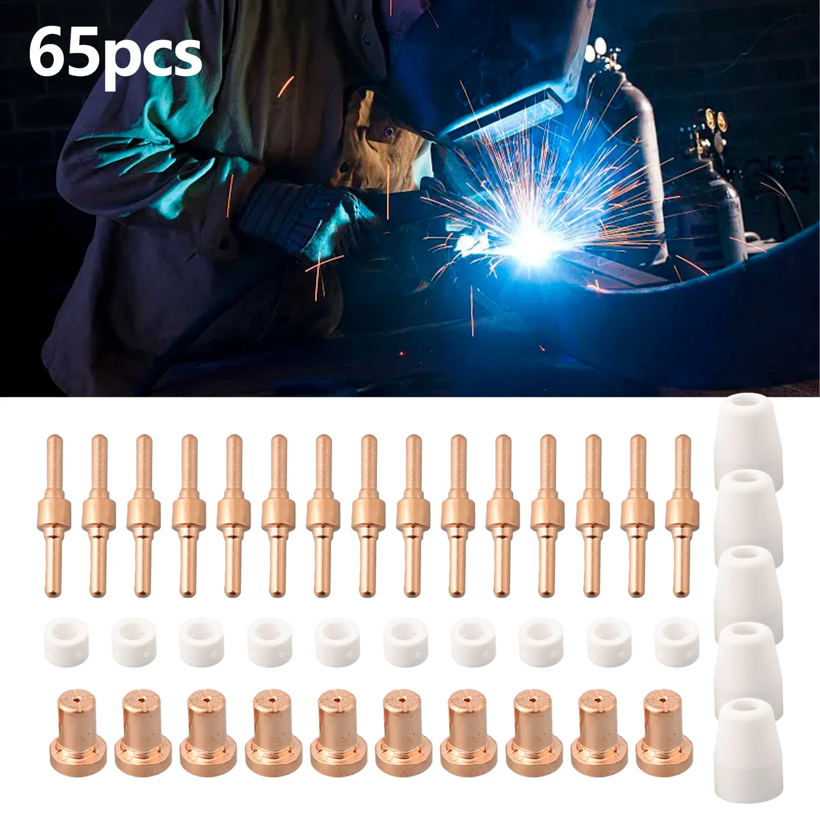 

65 Pcs PT31 CUT30-50 Plasma Cutter Consumables Welding Accessories Kit Set Power Tool Accessories And Parts Durable For Use