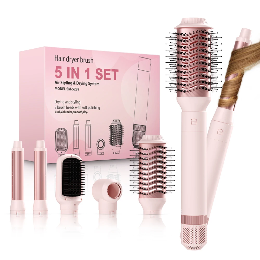 Hair dryer brush detachable 5-in-1 styling and drying system, fast drying, curl smoothing and styling, automatic curling iron