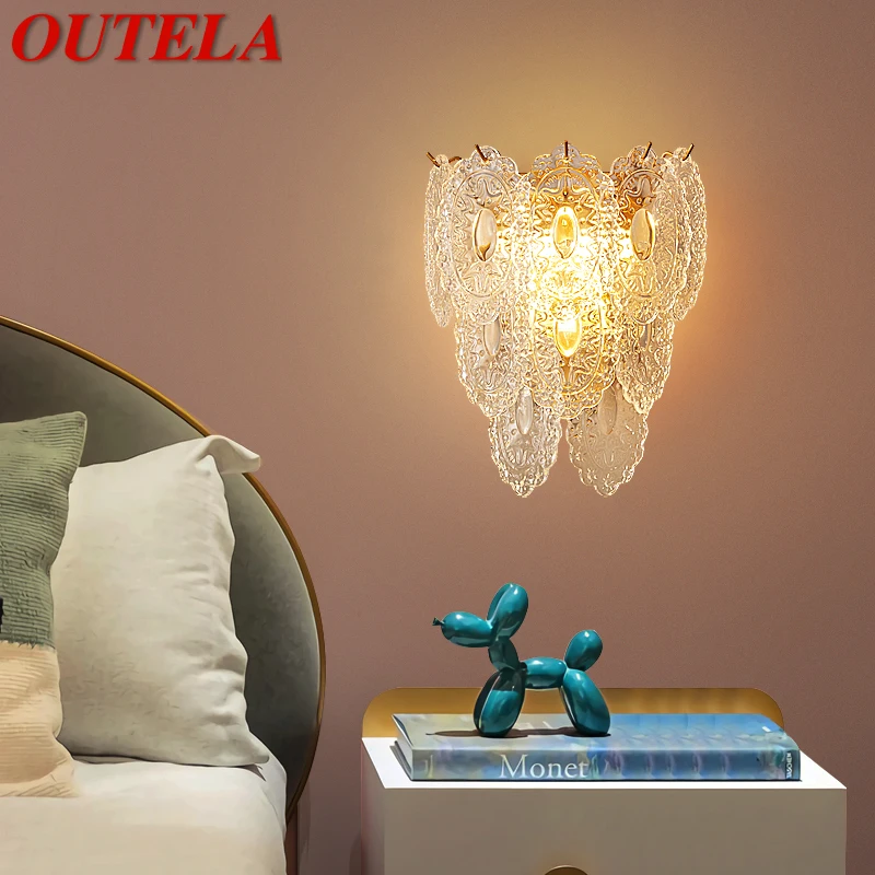 

OUTELA Modern Brass Wall Lamp LED Indoor Gold Copper Sconce Light Gorgeous Creative Decor for Home Bedside