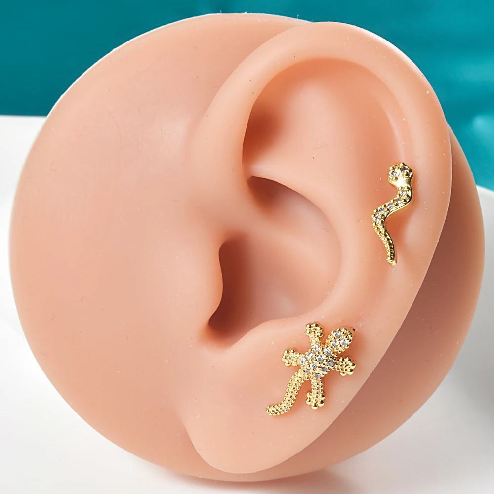 Orecchini - Orecchini in acciaio chirurgico garofano perforati, prodotti in zirconio per tessuto cartilagineo dell'orecchio, capra, orecchini,_voghion.com