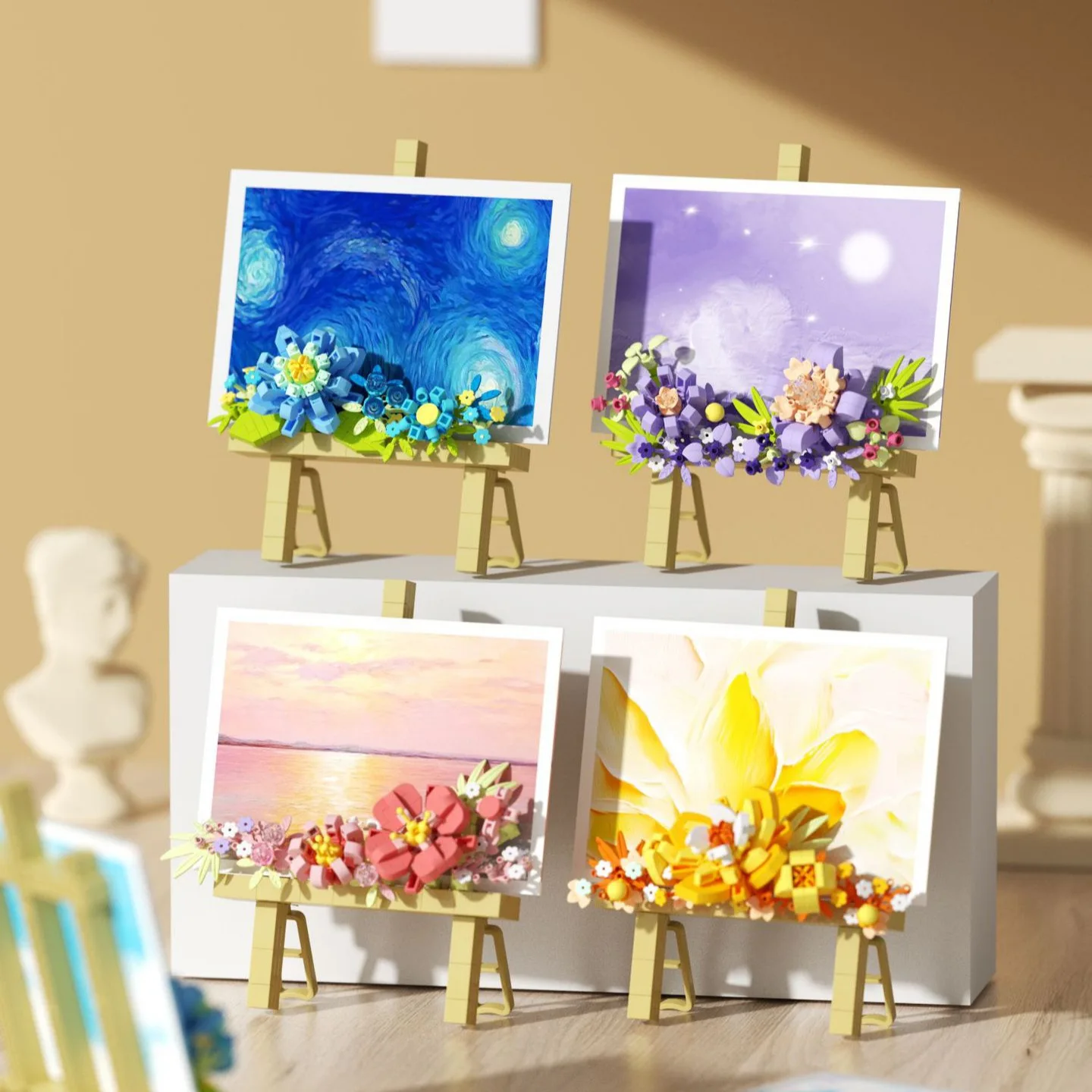 Set Fiori E Ape In Blocchi Micro-particelle 588 Pezzi Con Coperchio Antipolvere, Regalo Per Bambine Dai 6 Anni