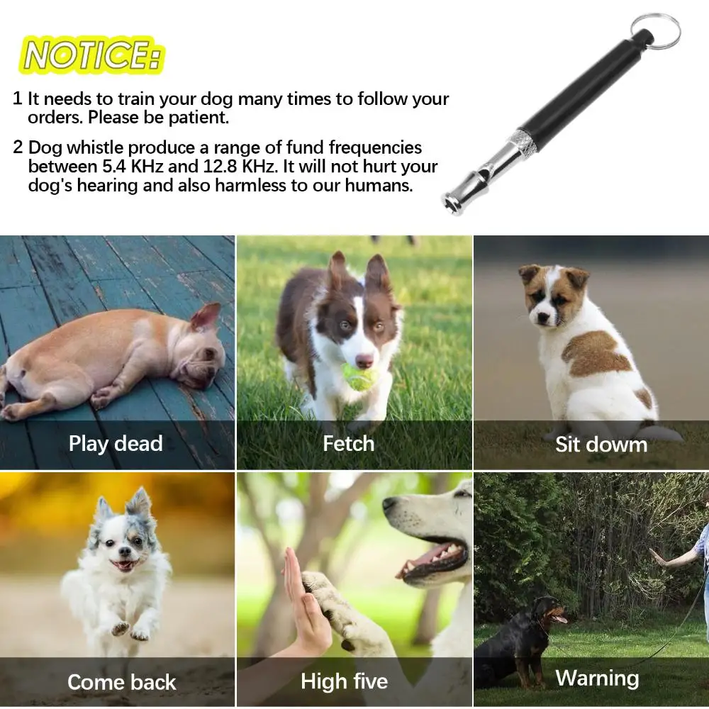 Dog Whistle, Dog Clicker, Silent Ultrasonic Adjustable Pitch with Lanyard and Clicker