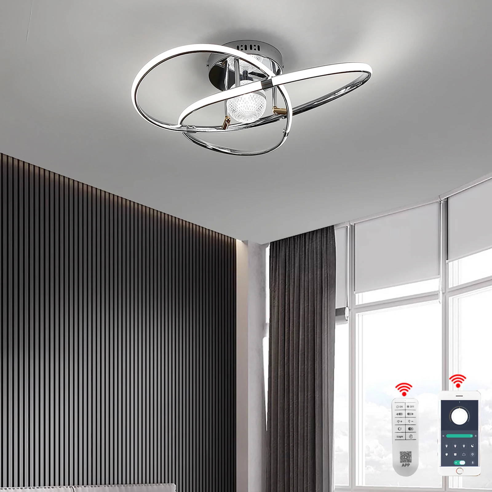 

Modern Led Ceiling Light For Living Bedroom Gold/Chrome Led Chandelier Living Room Modern Ceiling Lamp lustre Alexa/App/ Remote