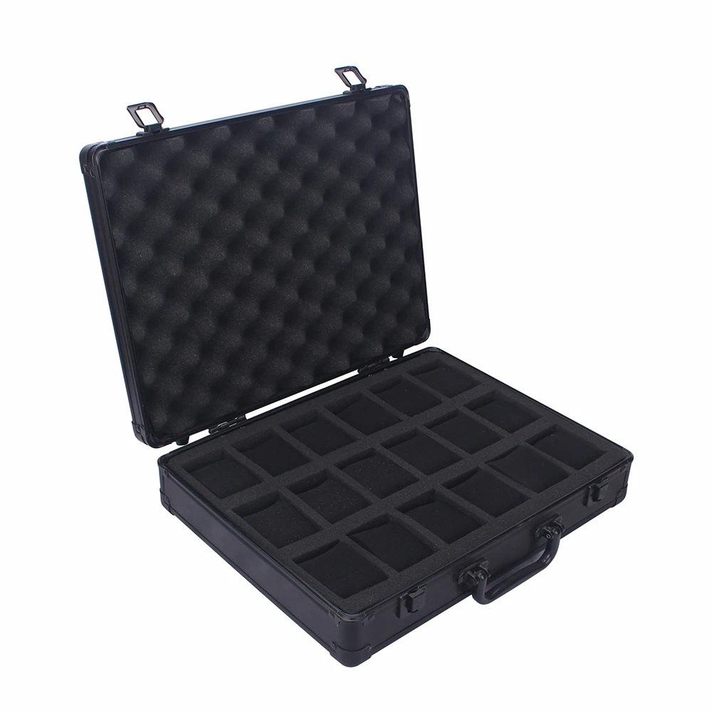 Elegant 18-Slot Aluminum Watch Organizer Box with Brushed Metal Finish, Lockable Jewelr... - SKU LJSC2135 - UGI Packaging