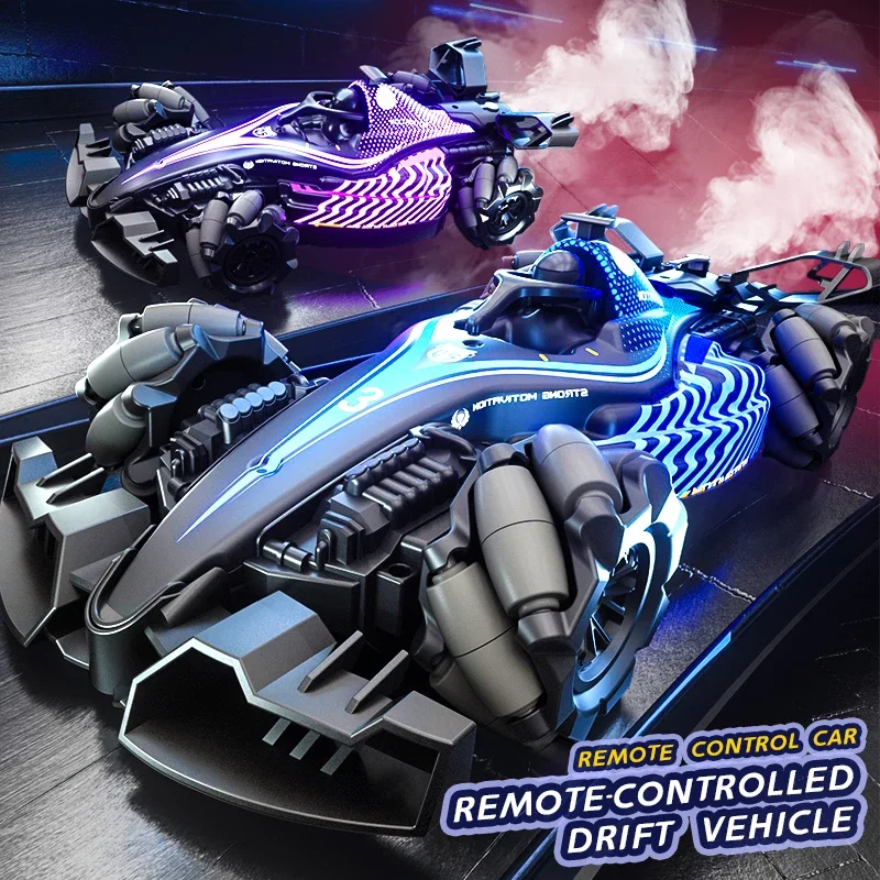 2.4G RC Spray Drift Stunt Car 4CH Lights Sound Effect Dual Remote Control High Speed Vehicle Competitive Game Kids Toys Boy Gift 3