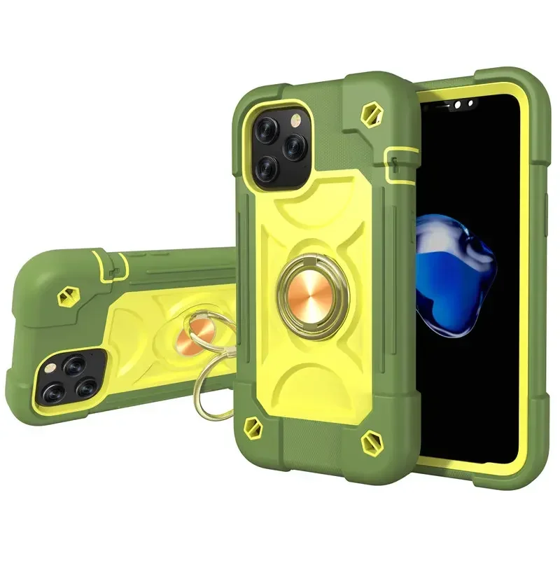 Colorful Rugged Armor Bumper Shockproof Phone Case with Ring Holder