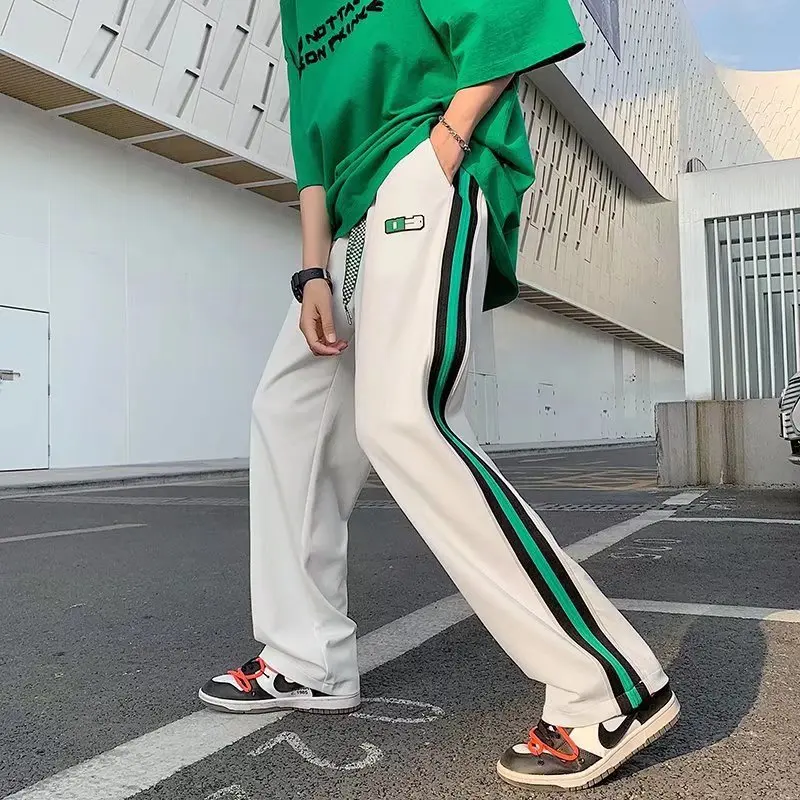 ★as''on★COSY STRIPE PANTS / GRAY★正規品/韓国送料込 2022 Ropa Stripe Joggers Men Baggy Tracksuit Pants Students