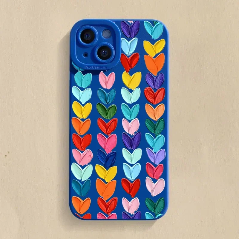 thumbnail image 1 of Funda para teléfono con pintura al óleo y corazón de amor rosa para iPhone 16, fundas para iPhone 14, 15 Pro Max, 11, 12, 13 Mini, XS, XR, X, 7, 8 Plus, SE2, carcasa trasera, 1 of 5