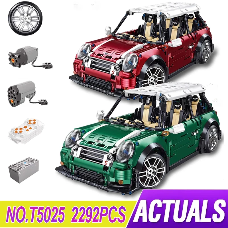 

T5025 High-Tech MOC MINI Cooper Car Model lectroplated Metallic Building Block Brick Fit 10242 Educational Toys Kids Gift