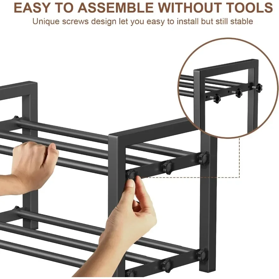 2Tier Expandable Shoe RackAdjustable Shoe Shelf Storage Organizer Heavy Duty Metal Free Standing Shoe Rack for Entryway Closet