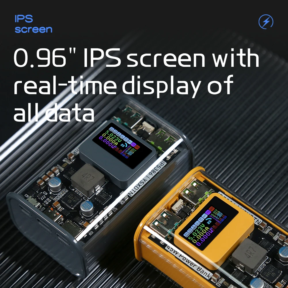 PD45W IPS Color Screen Power Bank 2Cell 21700 Welding DIY