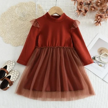 Girls Velvet Mesh Dress 1