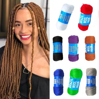 Brazilian Wool Hair Extensions Acrylic Yarn for Hair Braiding Sengalese Twisting Jumbo Braids/Crochet Faux Locs/Wraps/Dreadlocks