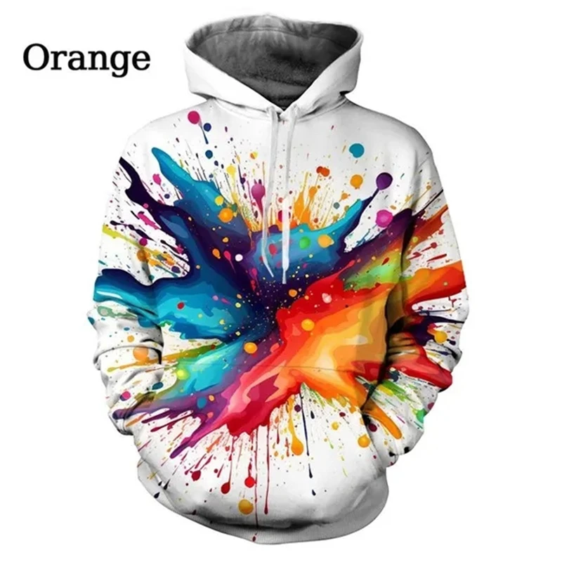 

Colorful Fashion Splash Ink Drop Color 3D Printing Hoodies Trendy Starry Sky Harajuku Style Couple Pullover Top Graphic Hoodies