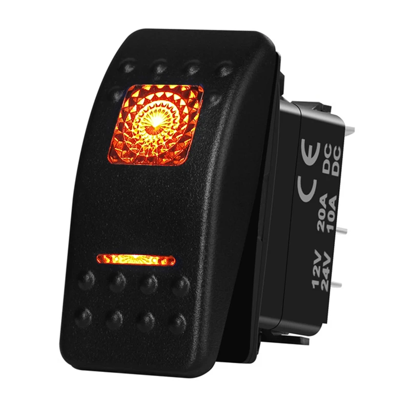 

12V Rocker Switch SPST-ON OFF-2 Way, DPDT- ON OFF ON-3 Position Led Light Amber Orange Self Locking, Auto Reset Toggle Switch