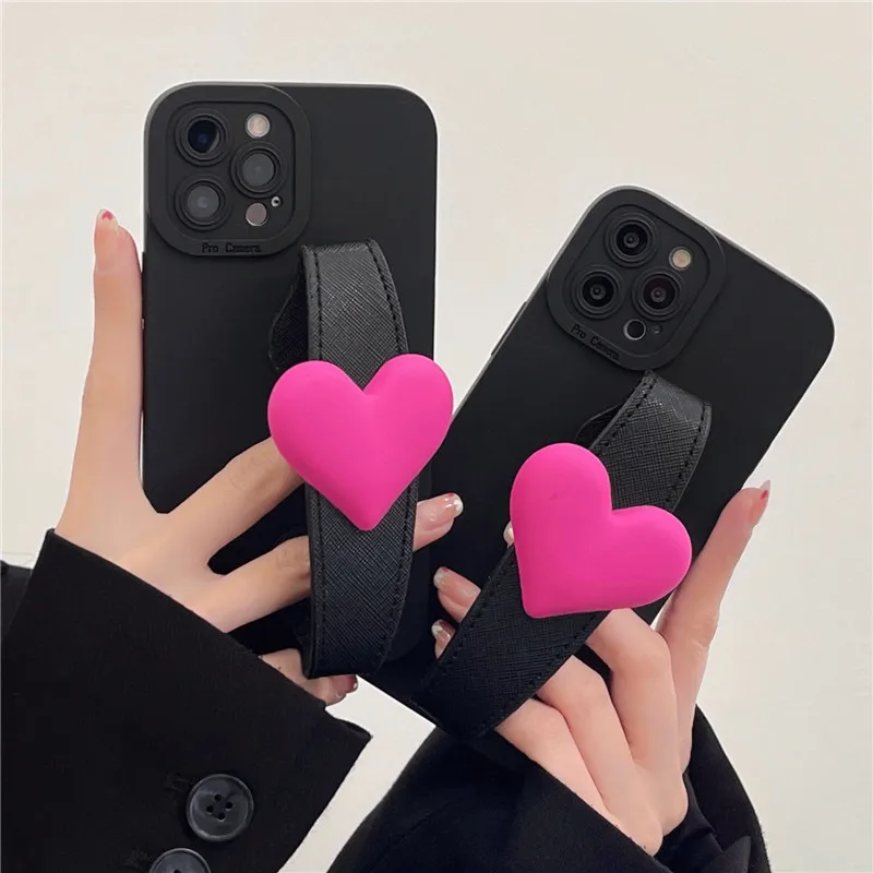 Custodia Per Telefono Con Cinturino 3D Heart Love Per Oppo Reno 5 Lite Cover Posteriore Reno 6 Lite Reno4 Reno 7 5G 4G 3 Realme 8I 9I