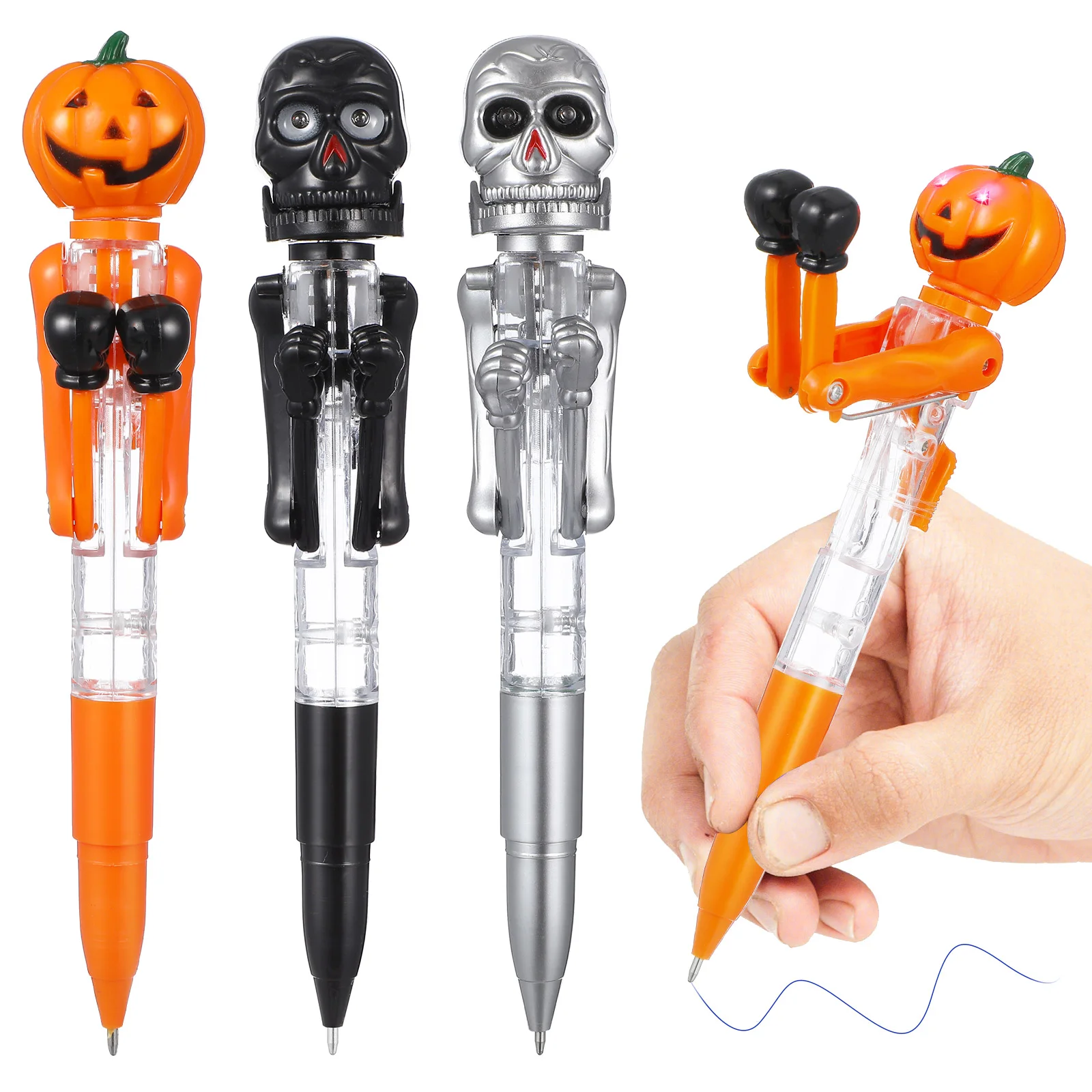 

Halloween Ballpoint Pens Skull Pumpkin Boxing Pen With Light Decompression Toy Children School Stationery