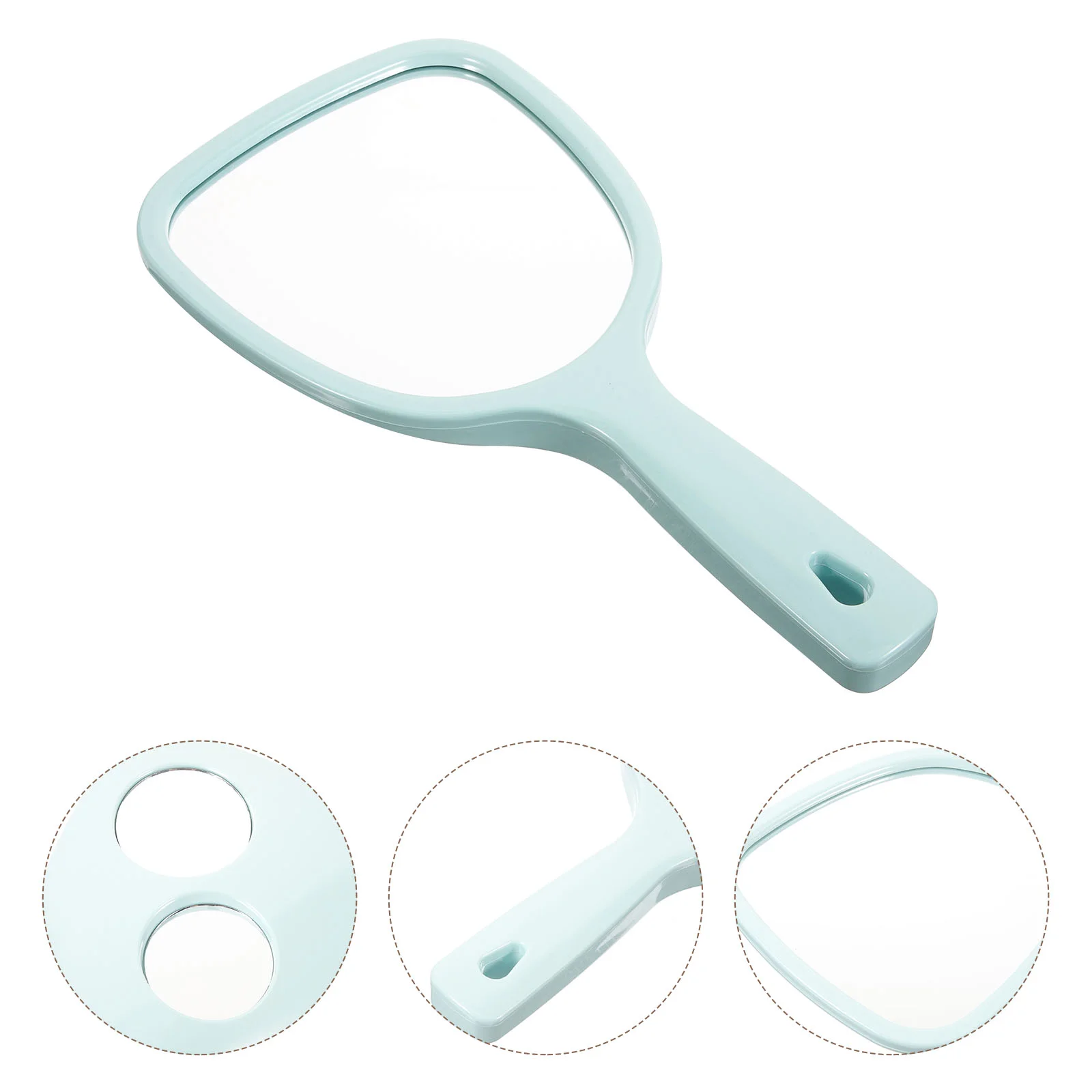 

1pc Double Side Handheld Mirror Mirror Back 2X and 3X Magnification Round Mirror (Blue)
