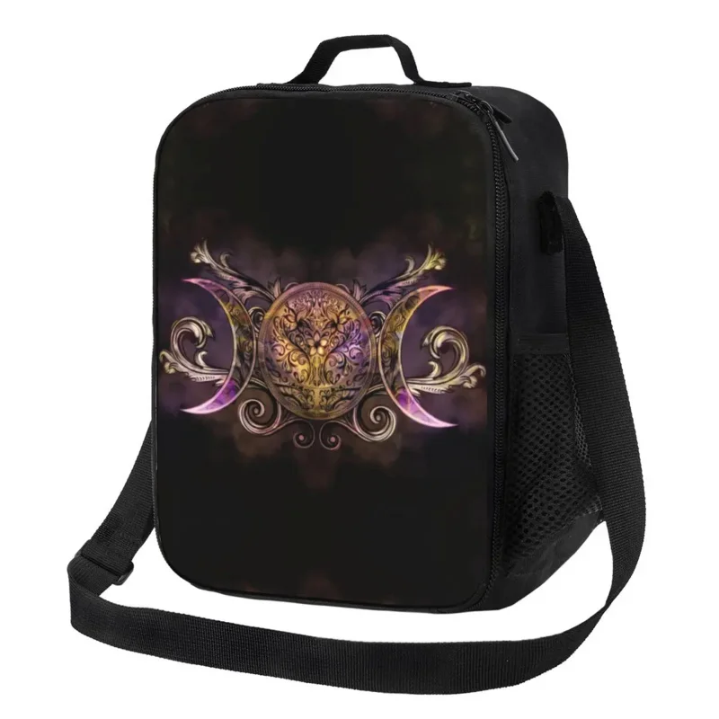 

Triple Moon Goddess Midnight Shimmer Insulated Lunch Bag for Women Pagan Wiccan Thermal Cooler Lunch Tote Office Work School