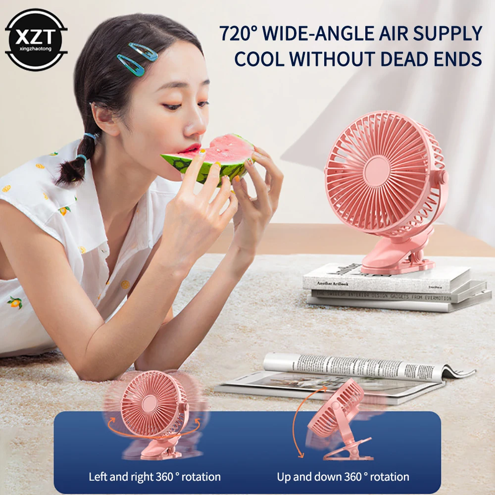 USB Mini Cooling Fan Portable Desktop Clip Cool Fans Ultra-quiet 360 Degrees for Home Bedroom Summer