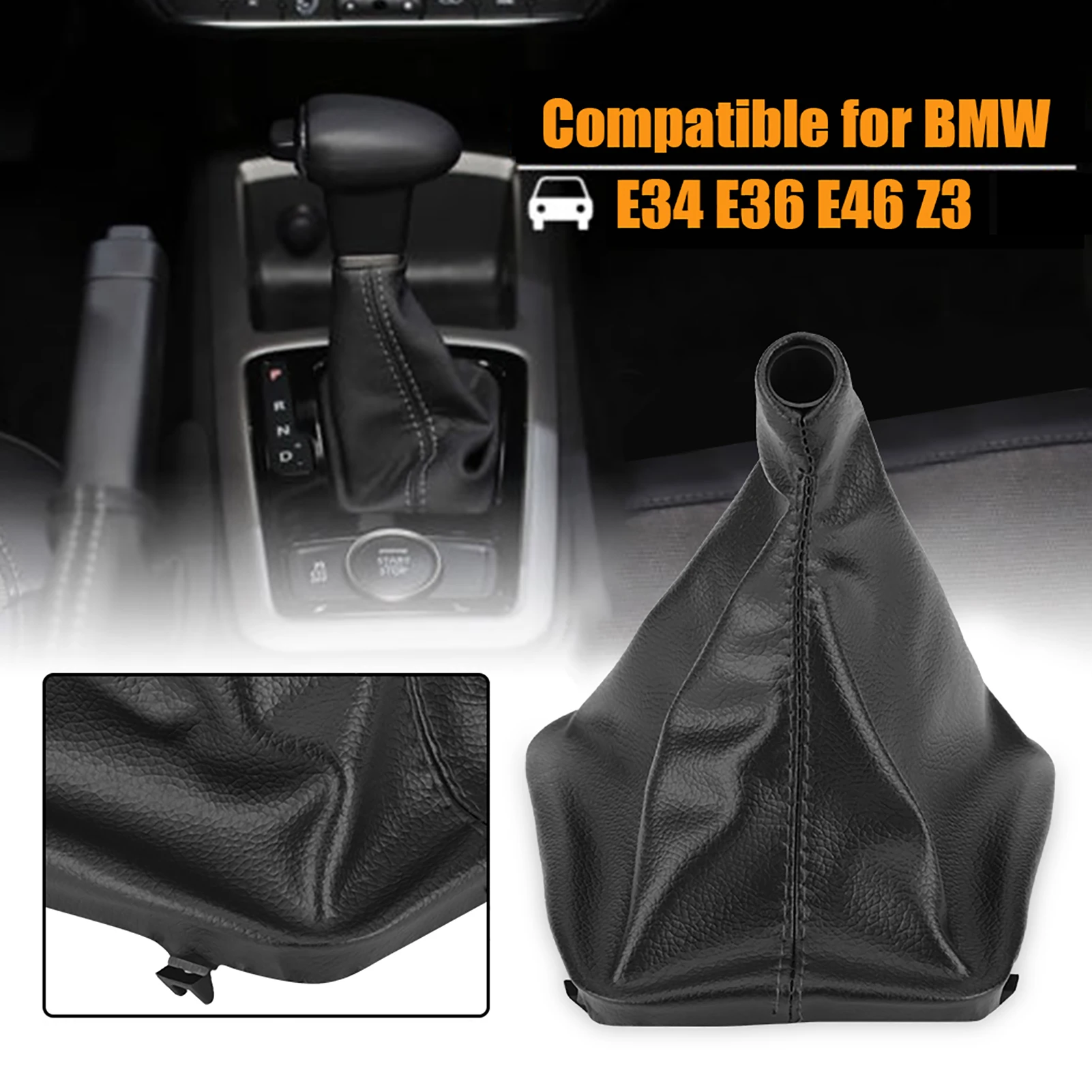

Car Gear Stick Shift Knob Gaiter Boot Cover for BMW E34 E36 E46 Z3 PU Leather Boot Gear Lever Gaiter Cover