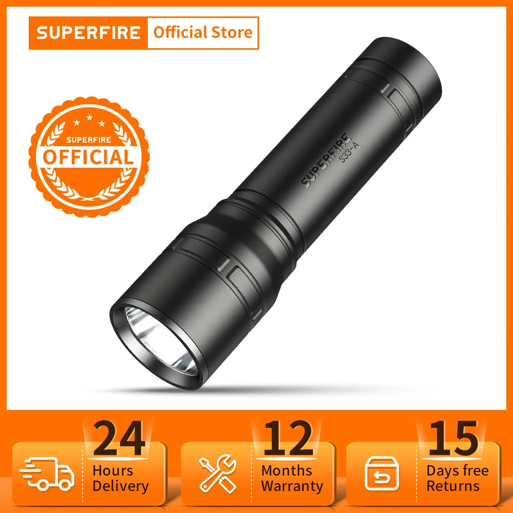 Nuova Torcia A Led Superfire S33-A Super Luminosa Integrata Nella Batteria 4 Modalità Di Illuminazione Mini Torcia Per La Luce Della Bicicletta Da Cac