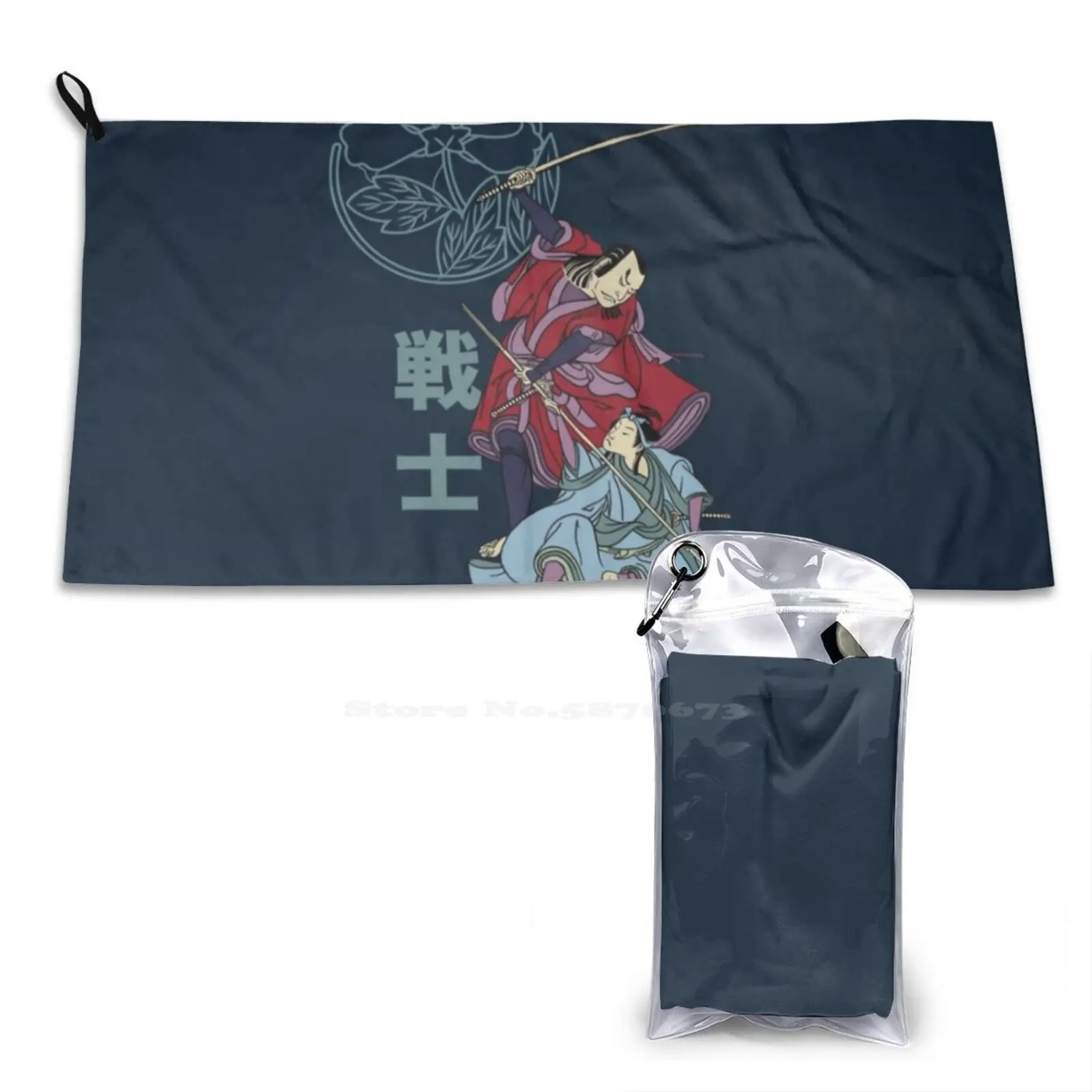 Samourai Battle Asciugamano Morbido Personalizzato Home Outdoor Manga Incisione Giapponese Hiroshige Hokusai Asian Ronin Arti Marziali
