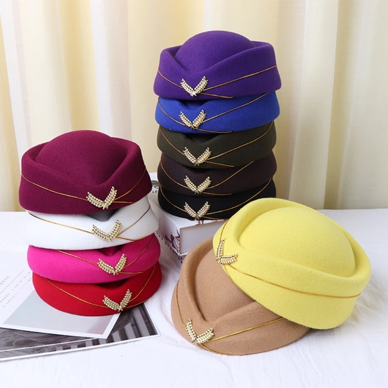 Stewardess Hat Air Hostesses Hat Beret Hat Party  Hats Formal Uniform Caps Accessory Women Party Cosplay