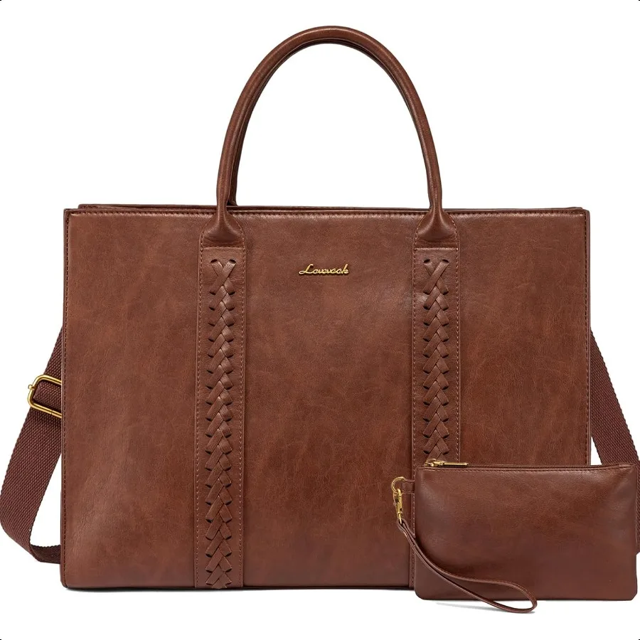 Leather Laptop Tote Bag for Women Waterproof