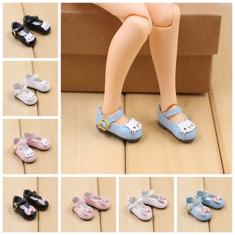 1 Pair Cat Mini Casual Shoes Bow PU Leather Mini Doll Shoes Crystal Round Toe Blyth Doll Shoes Clothes Accessories 1 pair perfect fit earmuff cushions for anker soundcore life q20 protein leather earmuffs pads