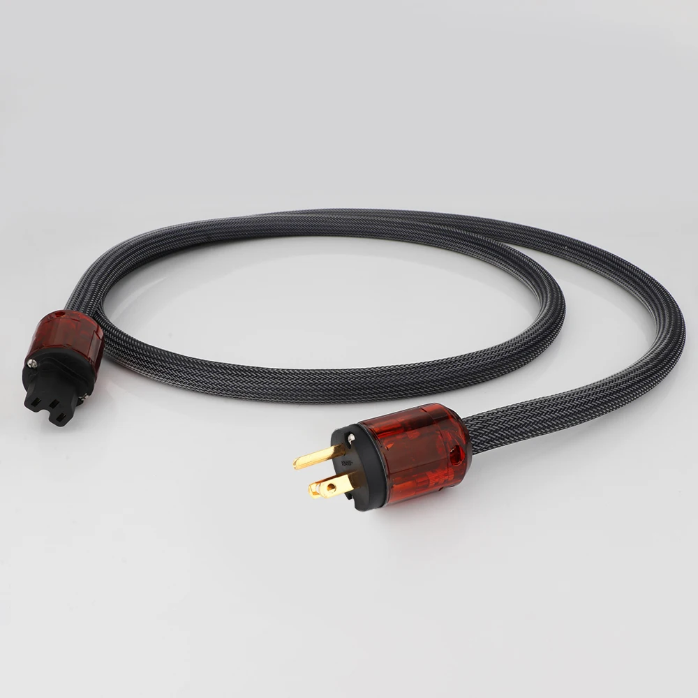 Hi-End-Stromkabel, schwarz geflochtenes Netzkabel, IEC C15 Audio, EU/US-Kabel aus reinem Kupfer, HI-End-Schuko-Stecker, AC-Netzstromkabel – Detail 7