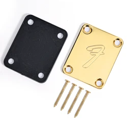 Vintage-Style Electric Guitar Neck Plate Protector with Screws (Gold)