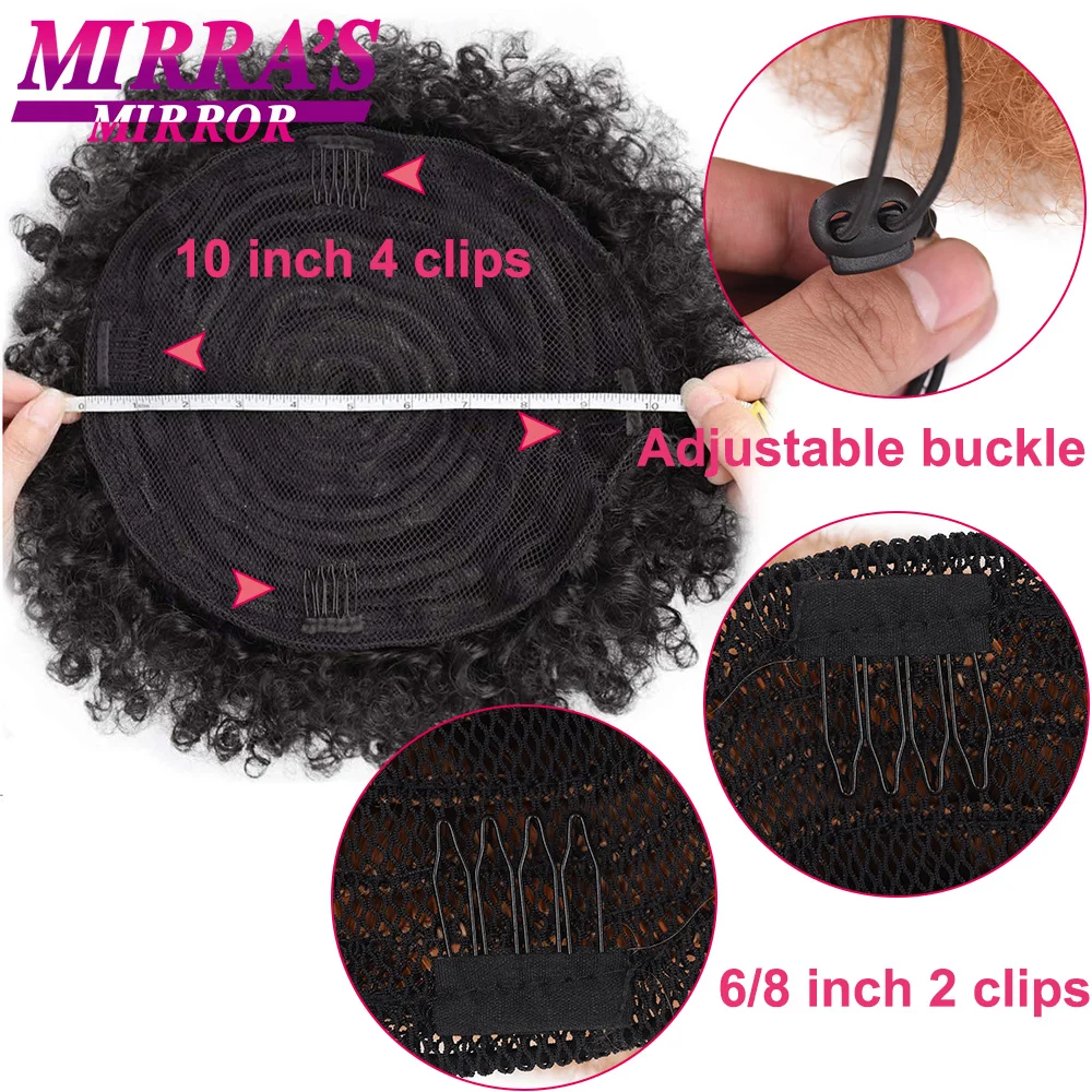 Synthetic afro puff drawstring ponytail hair inch short afro kinkys curly afro bun extension hairpieces