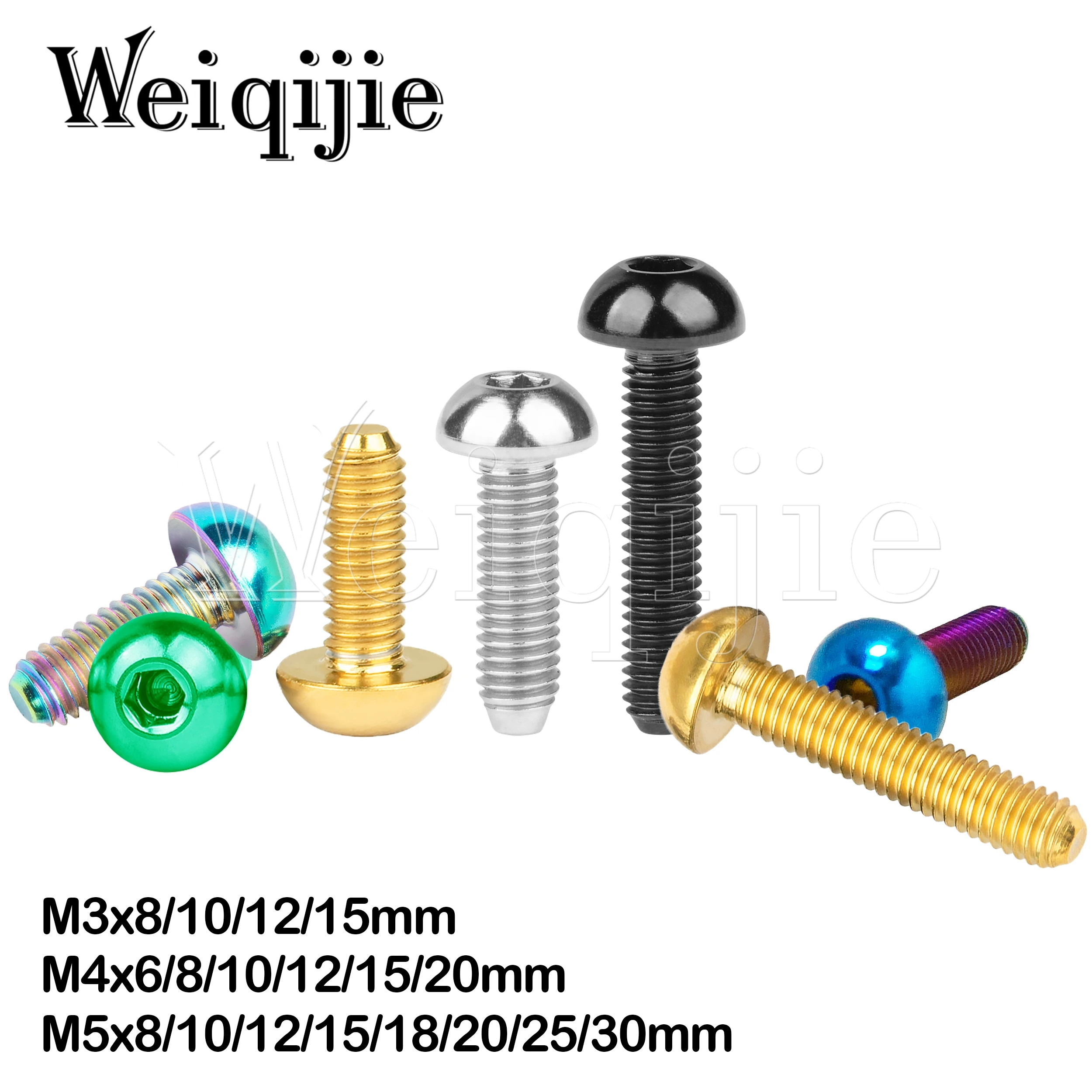 Titanium Bolts Weiqijie M3 / M4 / M5 x 6 8 10 12 15 18 20 25 30mm Allen Key Bicycle Bottle Cage Fixing Screws