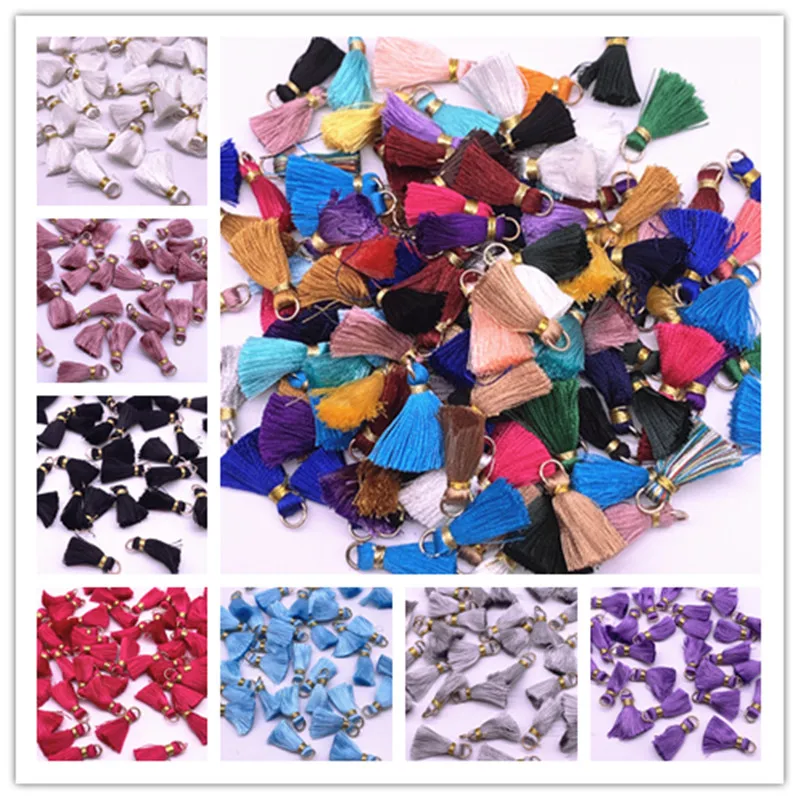 10pcs 20mm Mini Polyester Silk Tassels Hanging Fringe Earring Making Accessory Garment Sewing Tools Home Decoration DIY Craft