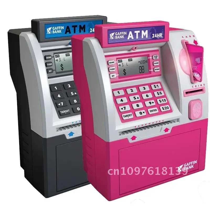 Electronic Itellegent Piggy Bank for Kids, Kids Coin Savings Treasure Automatic Bank Atm Banknote Deposit Gift Box, Chest Safe