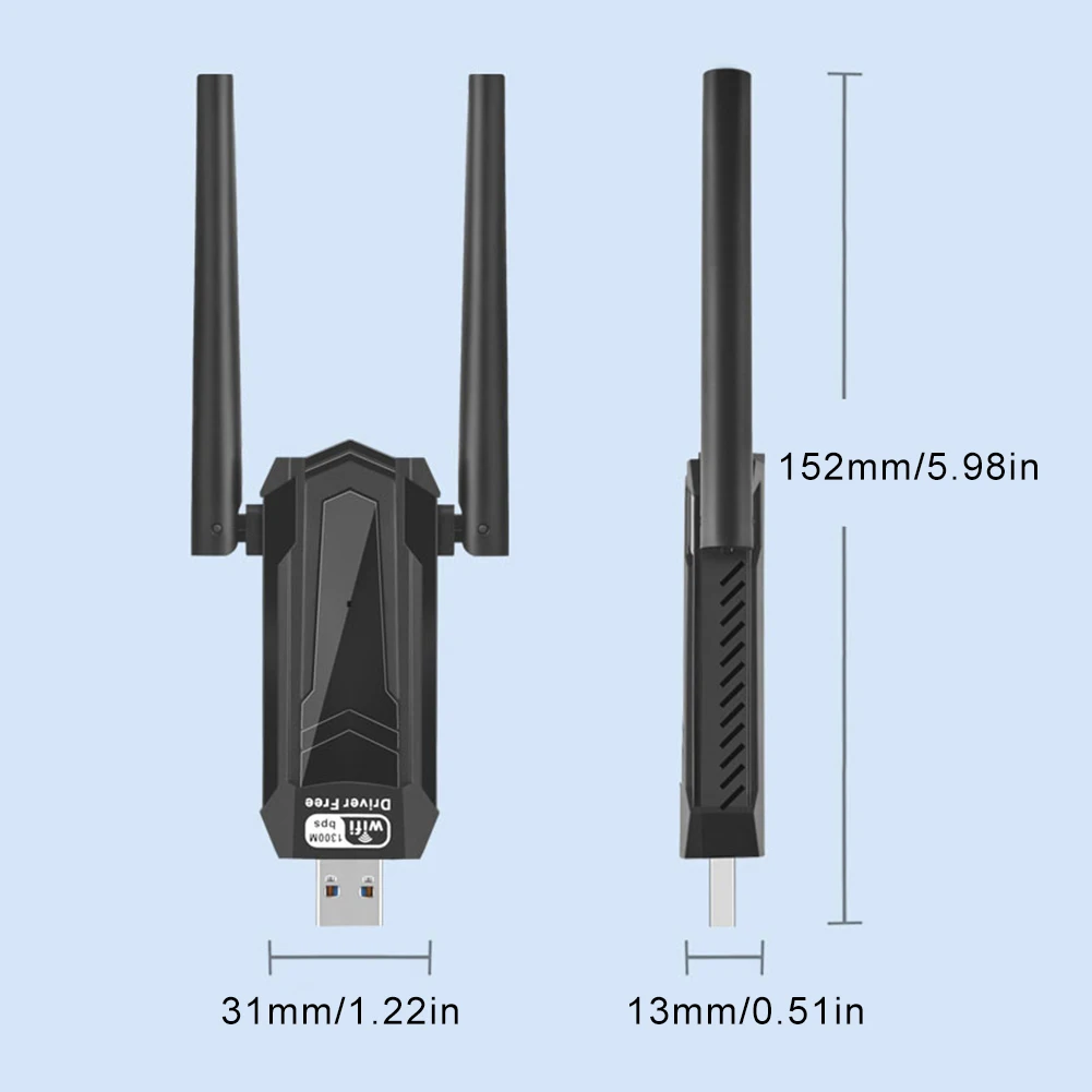 듀얼 밴드 USB 와이파이 어댑터, 데스크톱 윈도우 XP, 비스타, 11/10, 1300Mbps, 2.4, 5Ghz