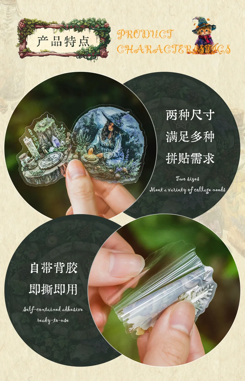 30pcs/lot Kawaii Stationery Stickers woodland witch Junk journaling stickers Planner Decorative Mobile Scrapbooking Supplies