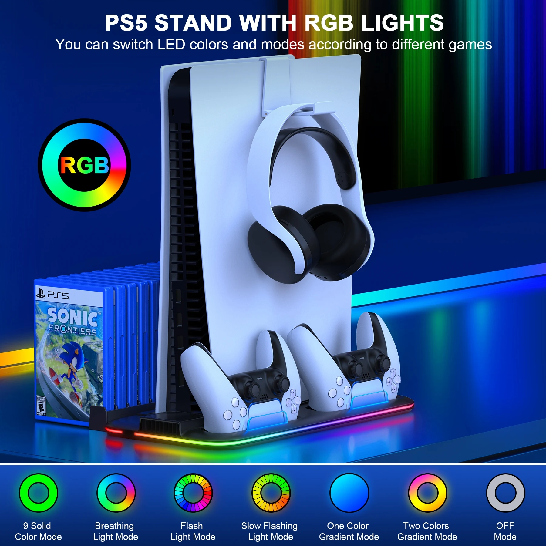 Dinofire-Accesorios de juego para PS5 Slim Stand, estación de refrigeración  RGB con ventilador de refrigeración, cargador de controlador Dual para  PlayStation 5 - AliExpress