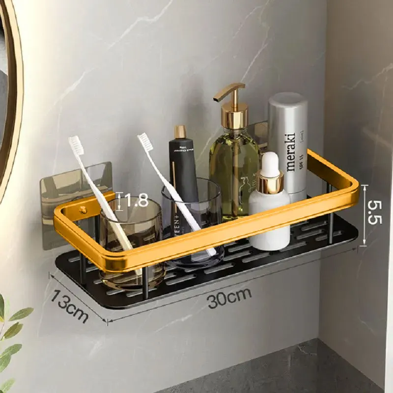 Premium Rustproof Aluminum Bathroom Shelf with Towel Holder and Organizer