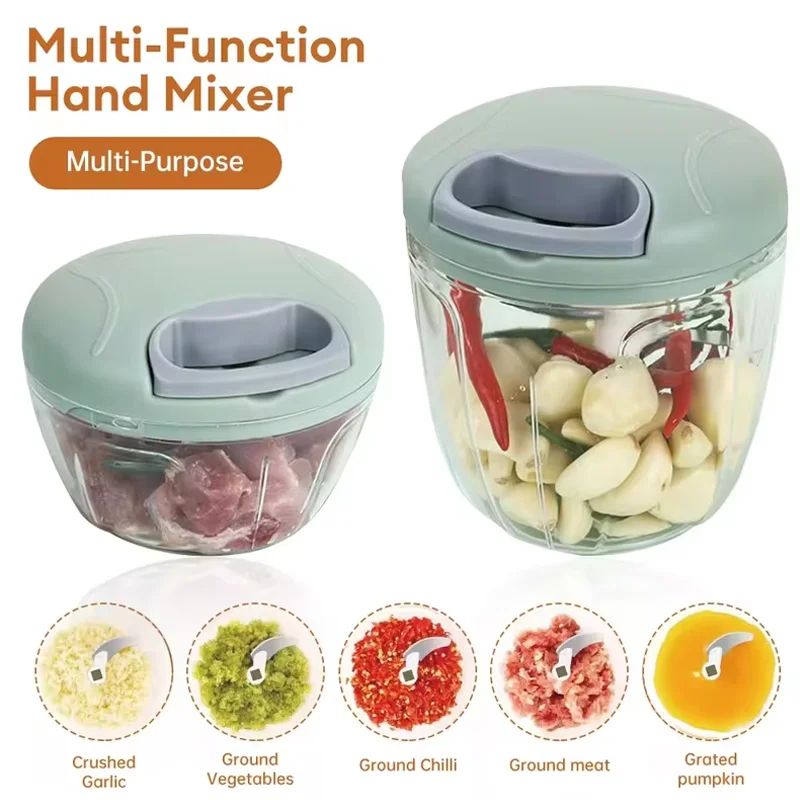 Food Chopper Multi-Blade Stainless Steel Blade Rotating Fast Chopping ...